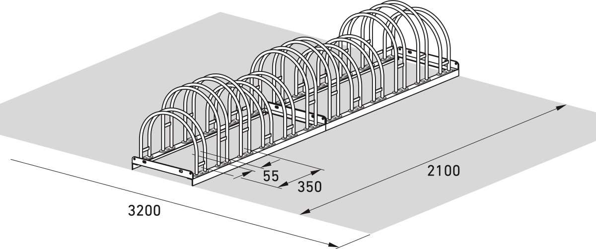 5000 Cykelstativ, 5162, 12 cykler, dobbeltside