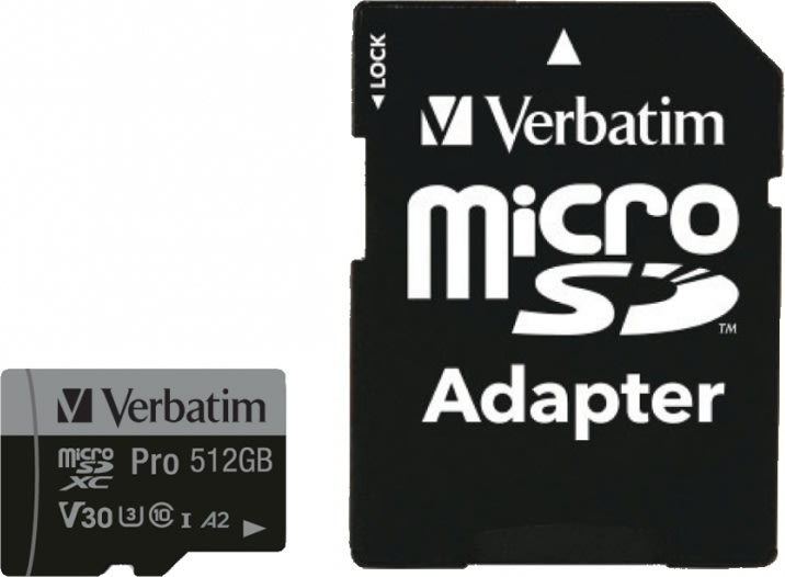 Verbatim Micro SDXC Kort, 512GB - Adaptor