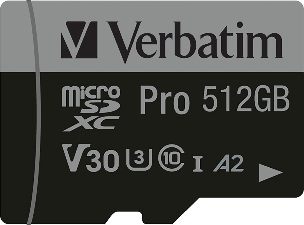 Verbatim Micro SDXC Kort, 512GB - Adaptor