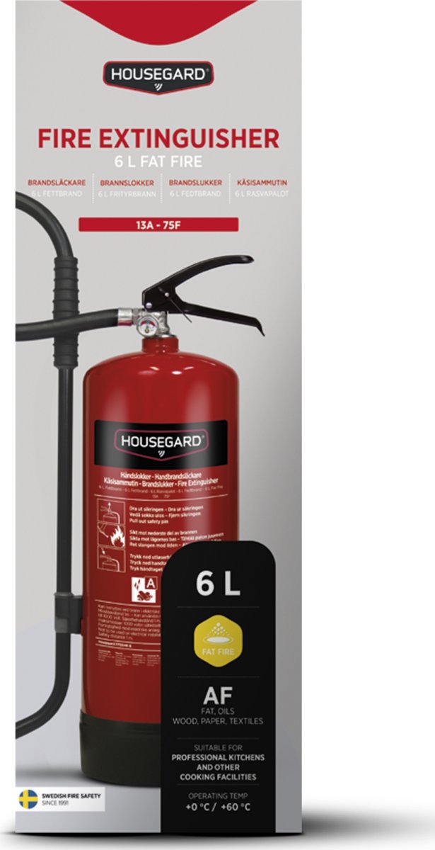 Housegard Fedt Brandslukker | 6 L | Rød