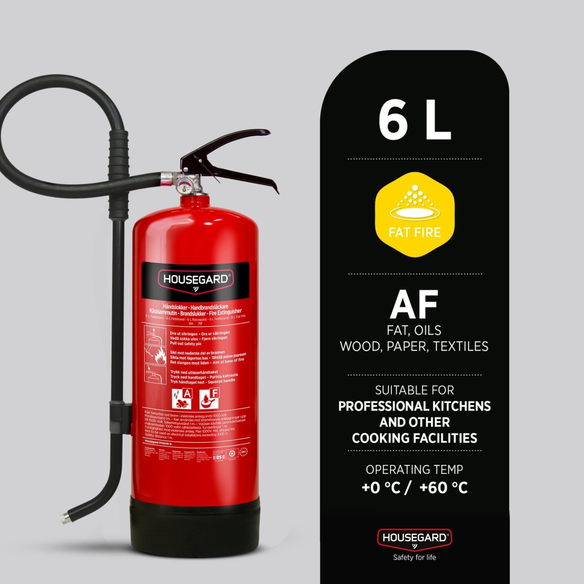 Housegard Fedt Brandslukker | 6 L | Rød