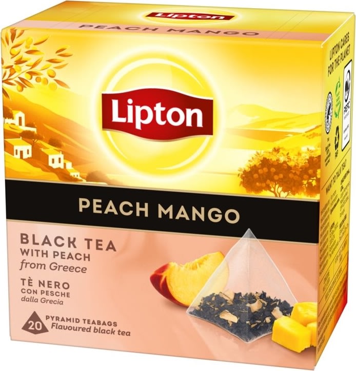 Lipton Sort te m. Peach/Mango, 20 breve