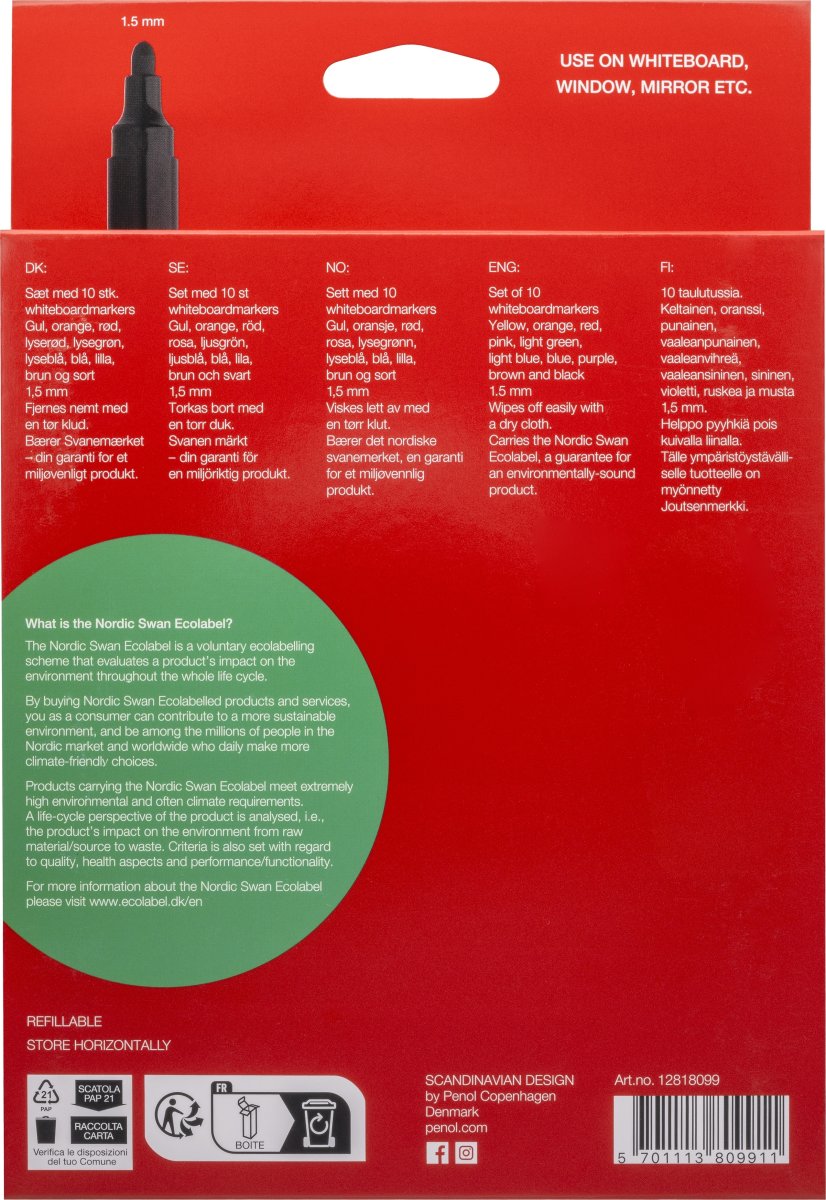 Penol 800 Whiteboard Marker | 10 farver