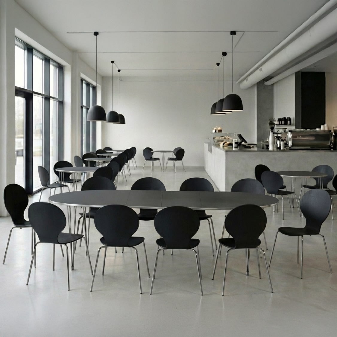 Comfort Classic kantinesæt m. 10 stole sort/krom