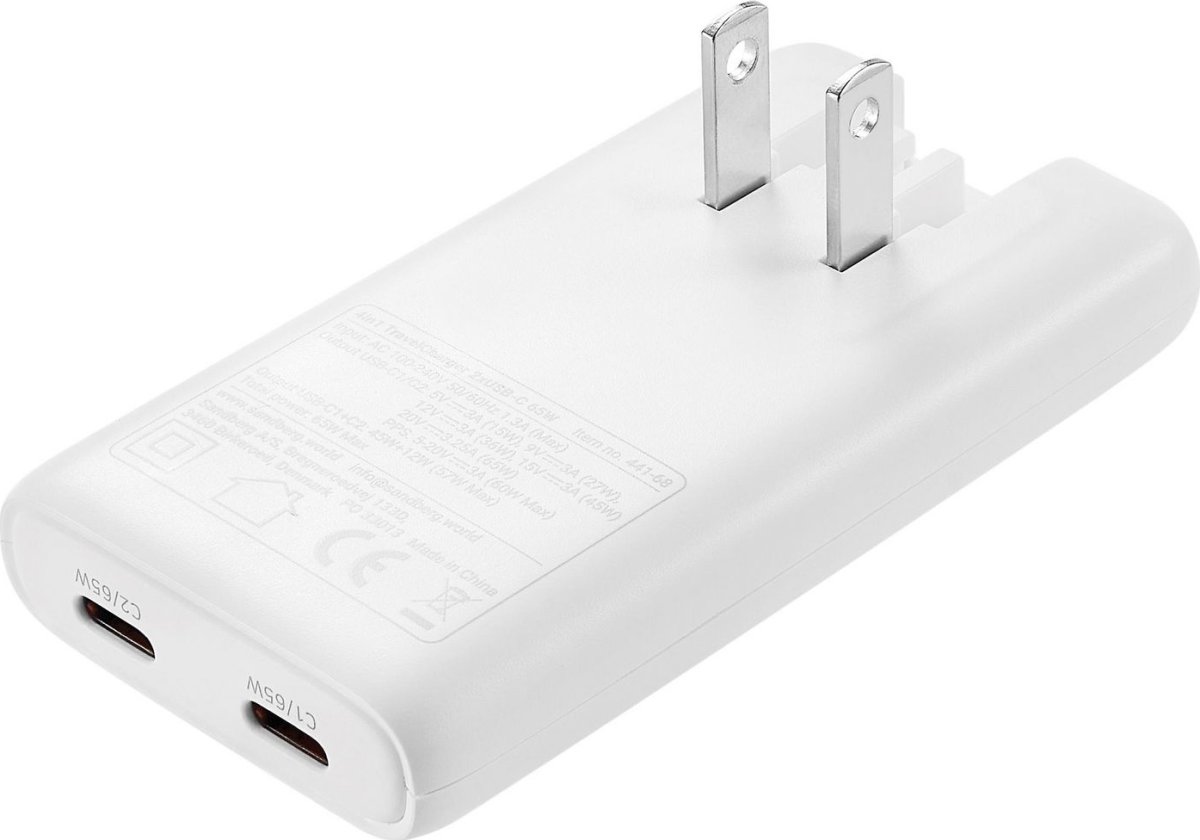 Sandberg Omformer til rejse, 2xUSB-C, 65W - 4-i-1