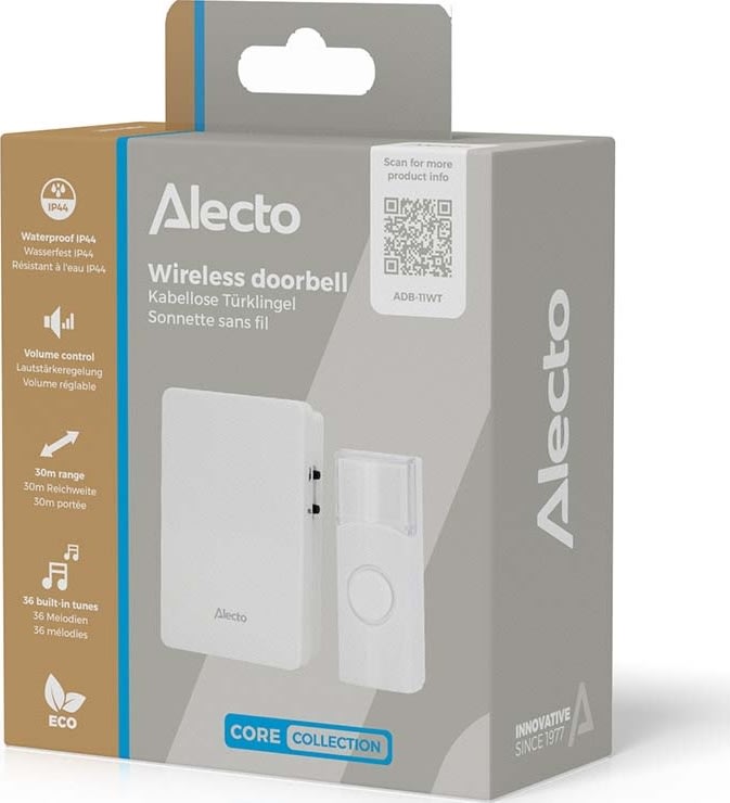Alecto trådløs dørklokkesæt, hvid