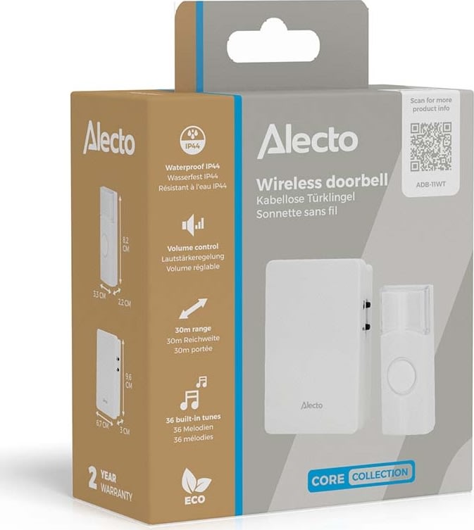 Alecto trådløs dørklokkesæt, hvid