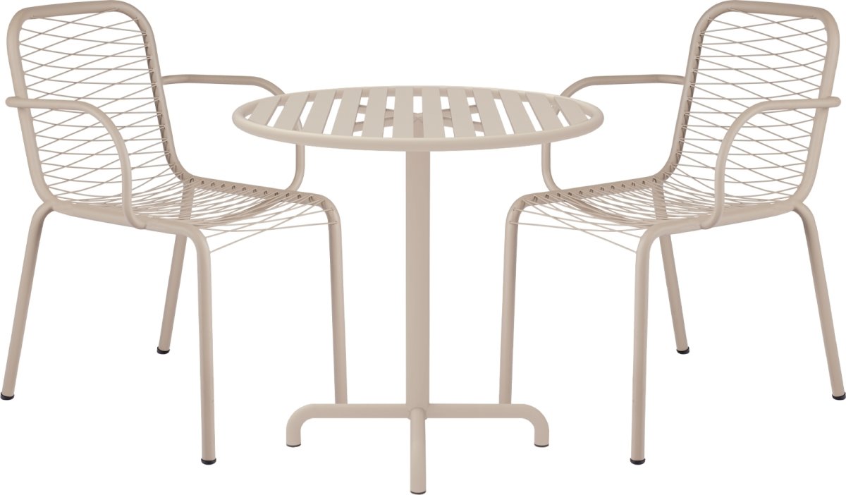 Ivy Cafébord ø76cm + 2 stole Ivy Wire, Taupe