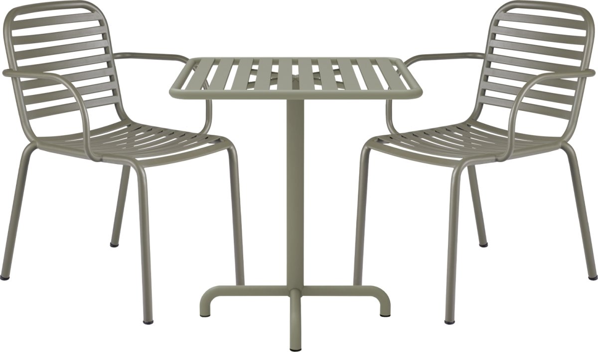 Ivy Cafébord L66cm + 2 stole Ivy Pipe, Olivengrøn