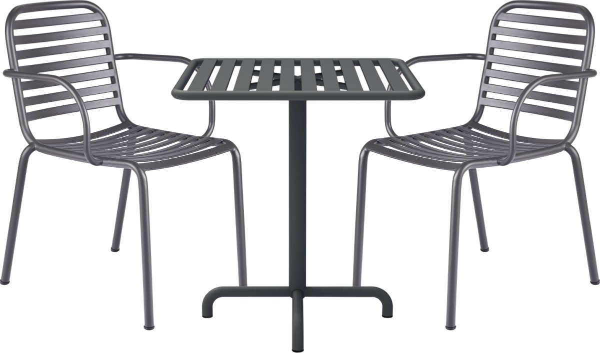 Ivy Cafébord L66cm + 2 stole Ivy Pipe, Antracit