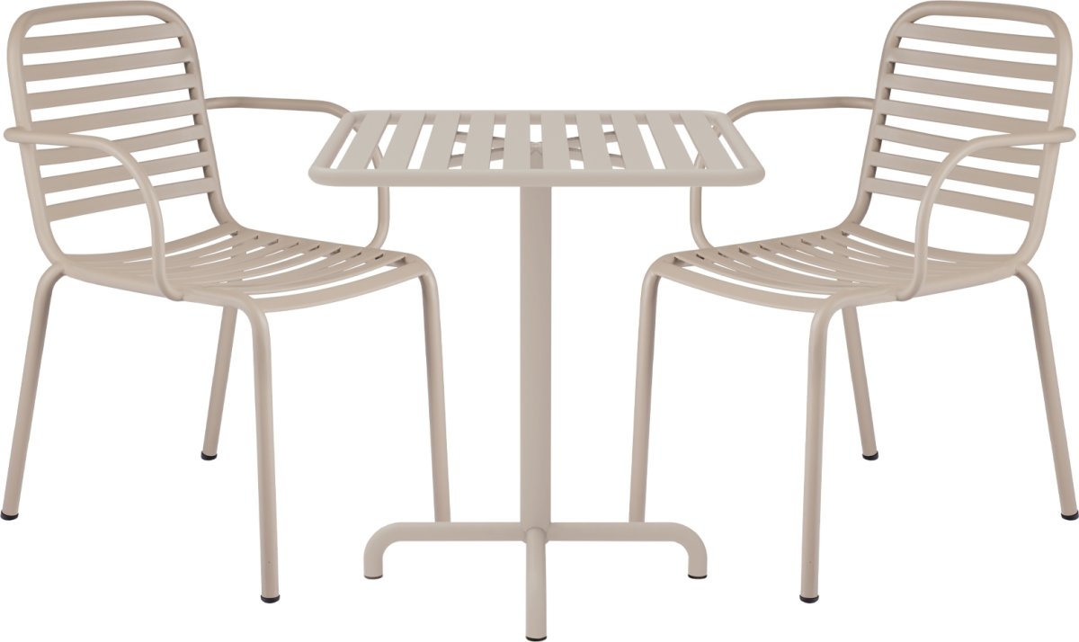 Ivy Cafébord L66cm + 2 stole Ivy Pipe, Taupe