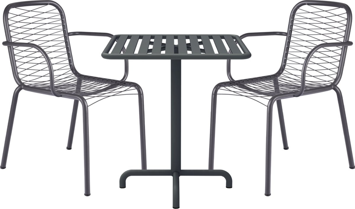 Ivy Cafébord L66cm + 2 stole Ivy Wire, Antracit