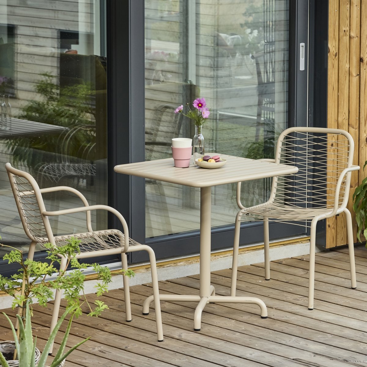 Ivy Cafébord L66cm + 2 stole Ivy Wire, Taupe