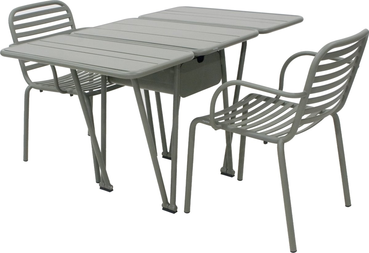 Ivy Foldebord + 2 stole Ivy Pipe, Olivengrøn