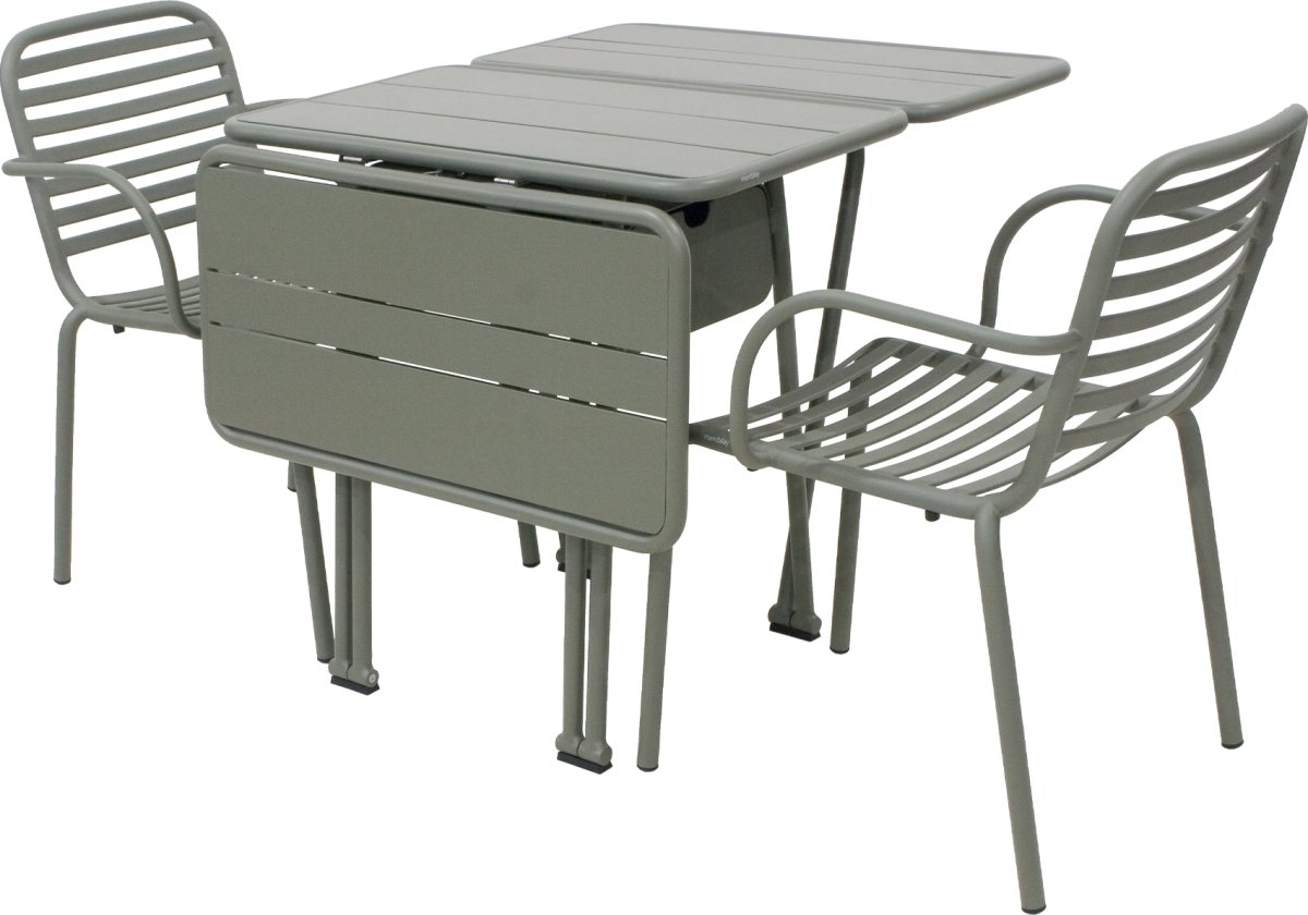 Ivy Foldebord + 2 stole Ivy Pipe, Olivengrøn