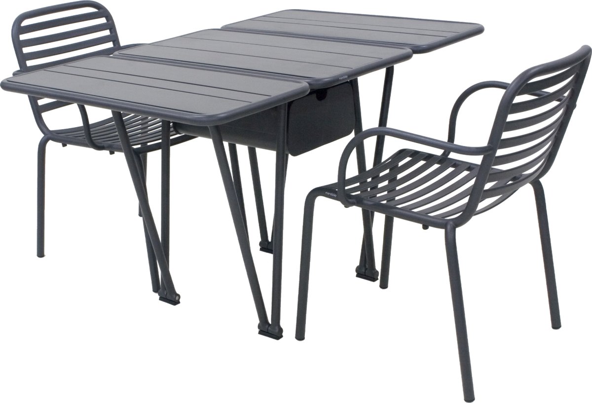 Ivy Foldebord + 2 stole Ivy Pipe, Antracit