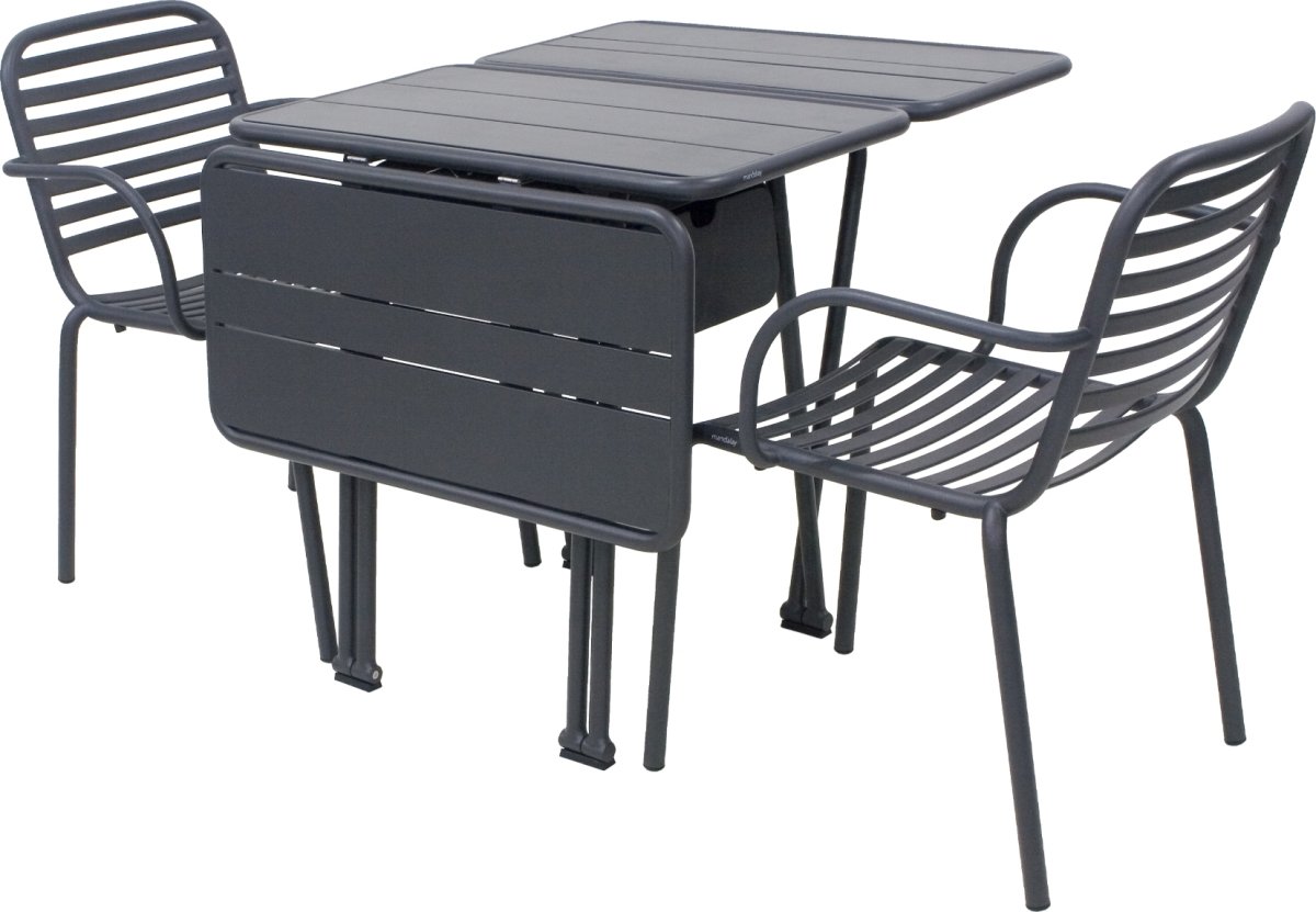 Ivy Foldebord + 2 stole Ivy Pipe, Antracit