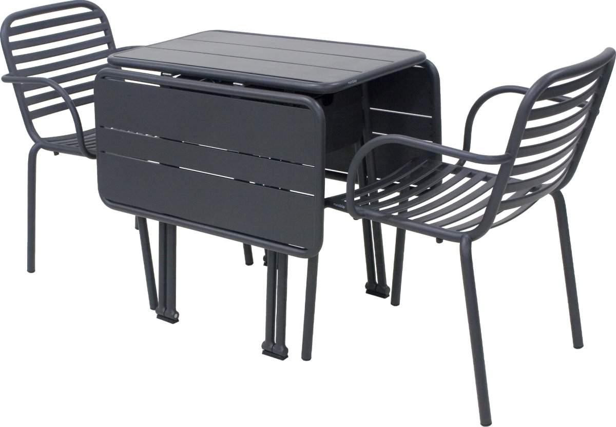 Ivy Foldebord + 2 stole Ivy Pipe, Antracit