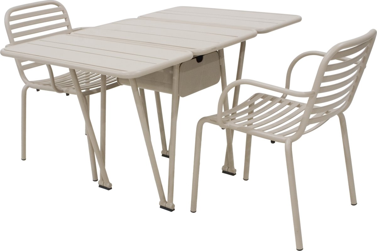 Ivy Foldebord + 2 stole Ivy Pipe, Taupe