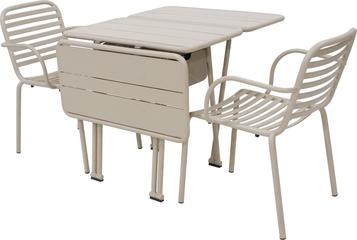 Ivy Foldebord + 2 stole Ivy Pipe, Taupe