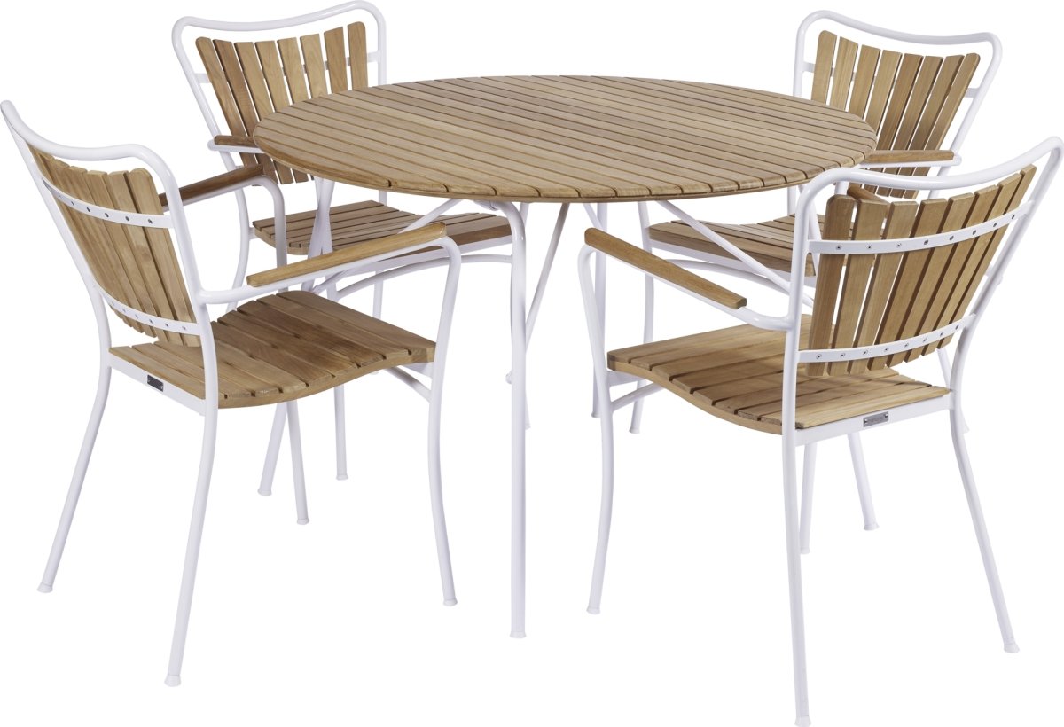 Magnolia Havebord ø110cm + 4 Marguerit stole, Hvid