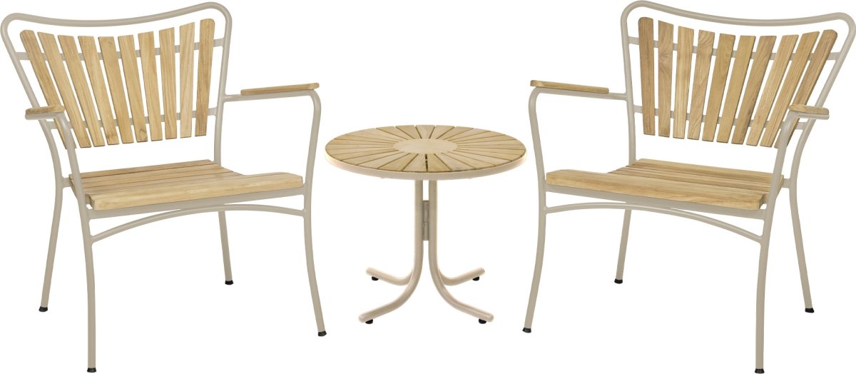 Marguerit Loungesæt m/2 stole + bord ø50cm, Taupe