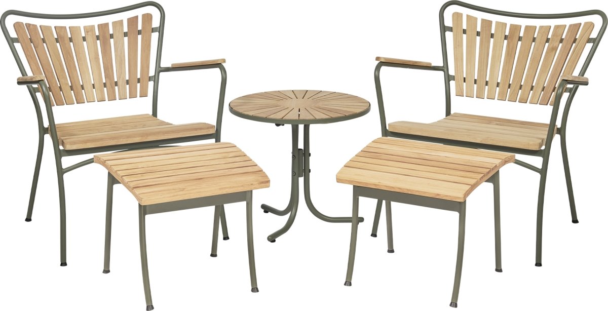 Marguerit Loungebord ø50+2 stole+2 skamler, O.grøn