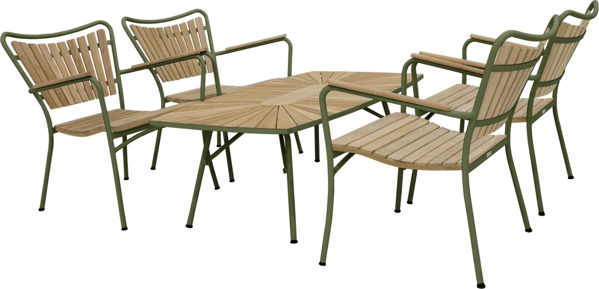 Marguerit Loungesæt m/4stole+bord L130, Olivengrøn