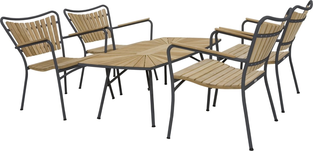 Marguerit Loungesæt m/4stole+bord L130cm, Antracit