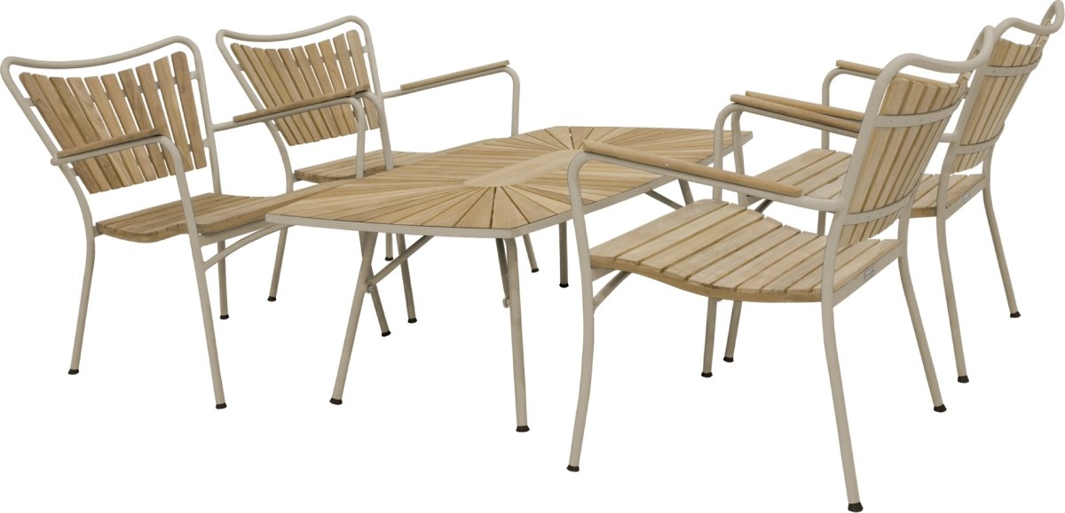 Marguerit Loungesæt m/4stole+bord L130cm, Taupe