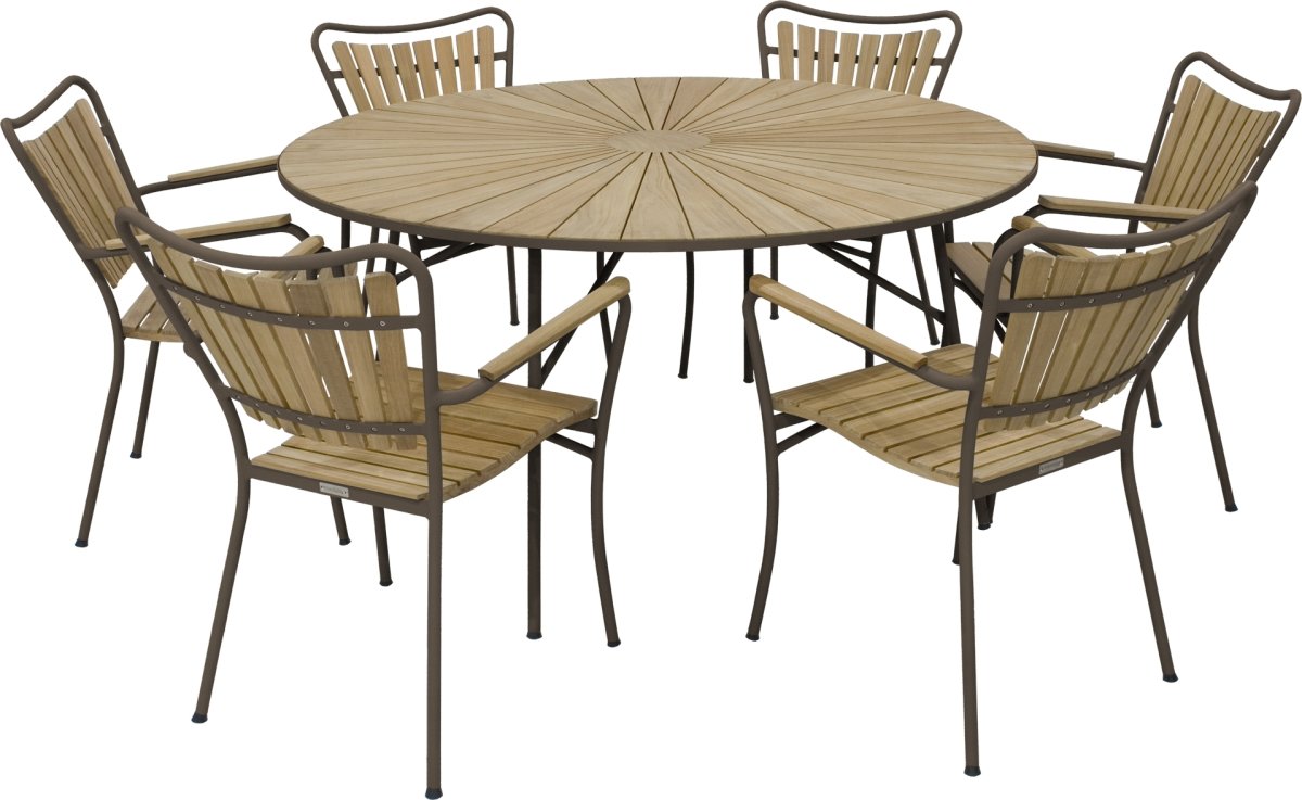 Marguerit Havebord ø140 cm + 6 stole, Mocca