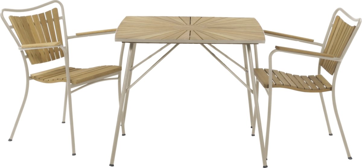 Marguerit Havebord L83cm + 2 stole, Taupe