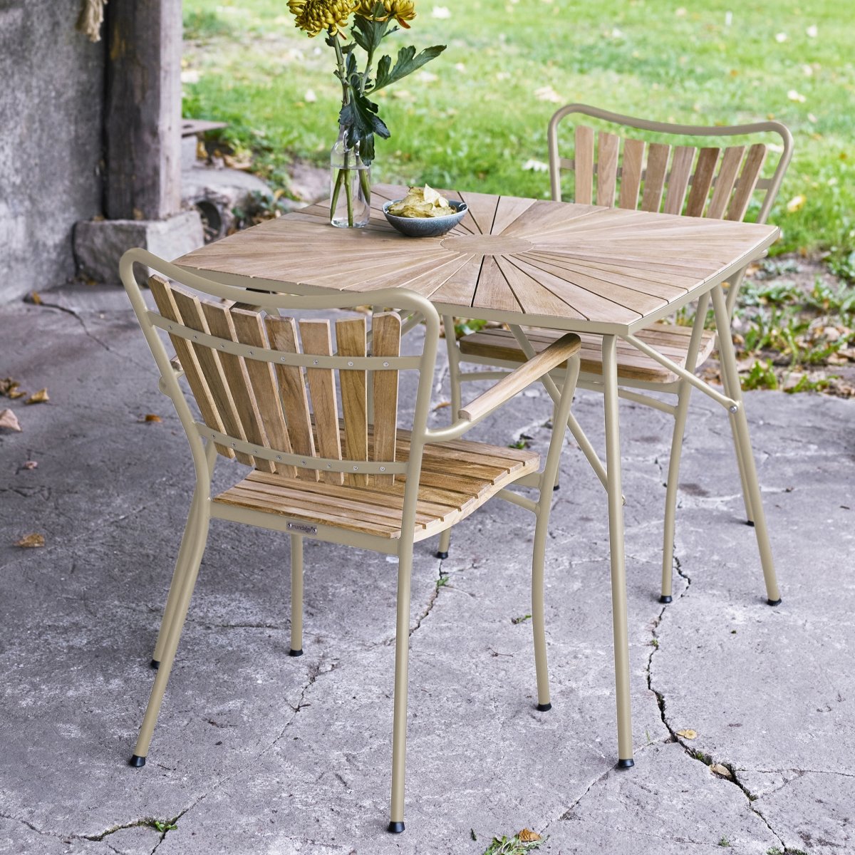 Marguerit Havebord L83cm + 2 stole, Taupe