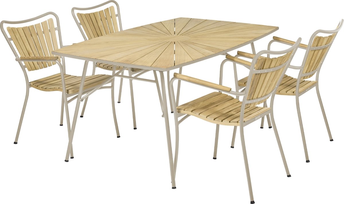 Marguerit Havebord L144cm + 4 stole, Taupe