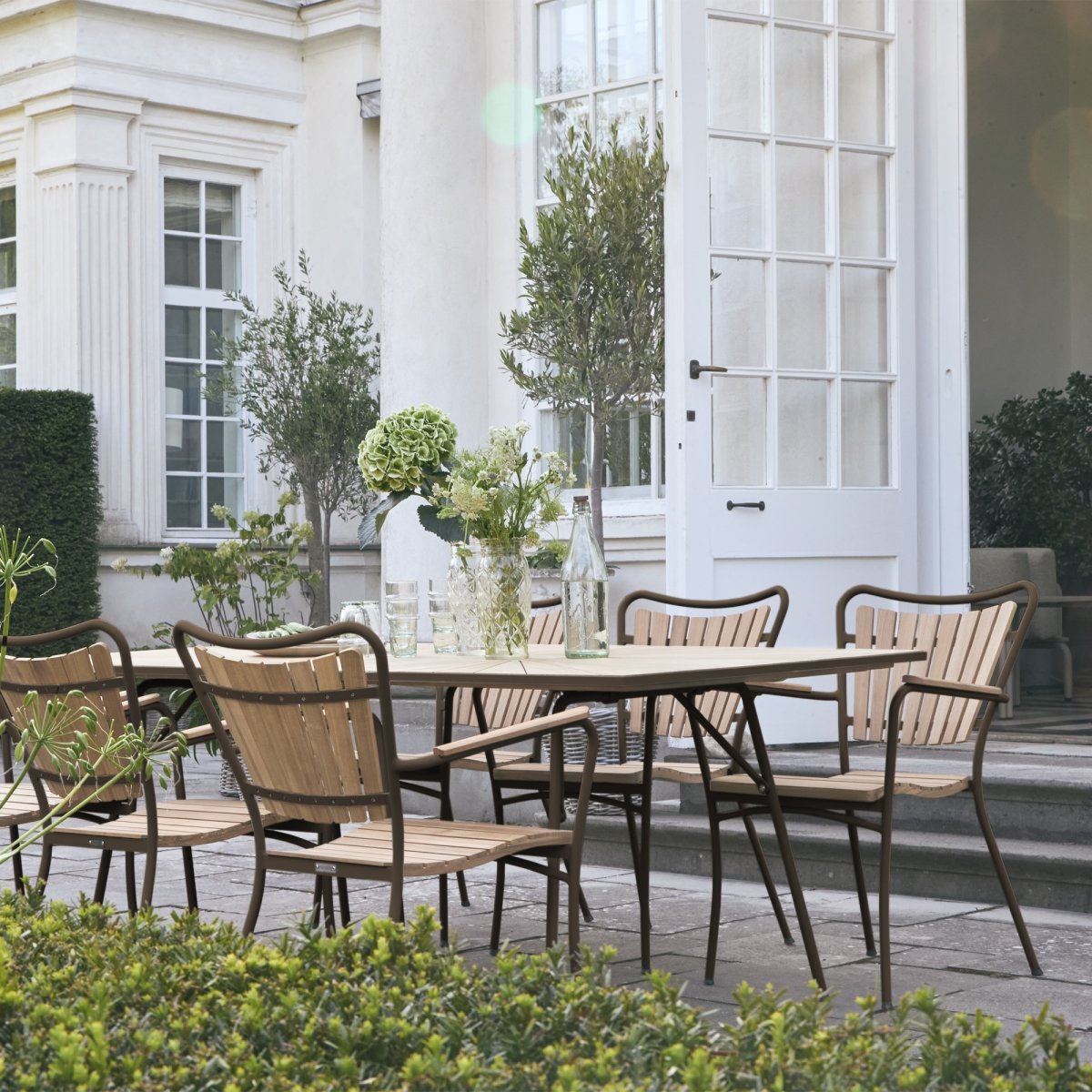 Marguerit Havebord L200cm + 6 stole, Mocca