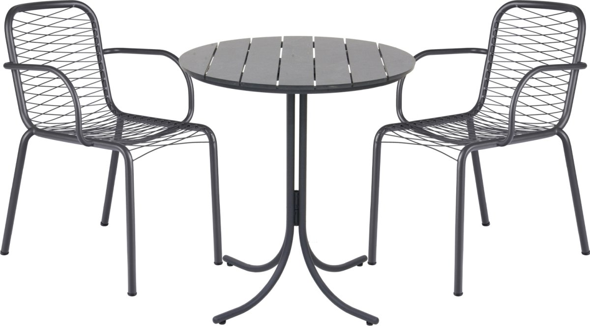 Pure Cafésæt ø67cm + 2 stole Ivy Wire, Antracit
