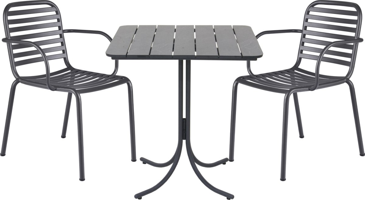 Pure Cafésæt L67cm + 2 stole Ivy Pipe, Antracit