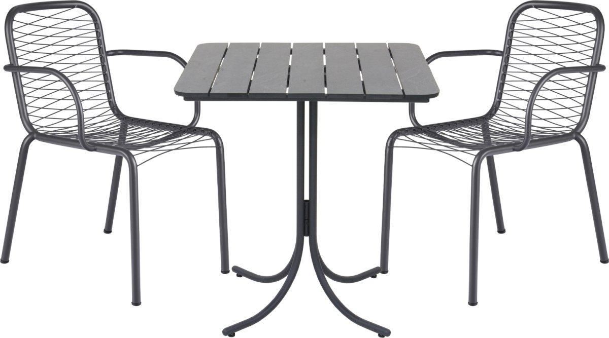 Pure Cafésæt L67cm + 2 stole Ivy Wire, Antracit