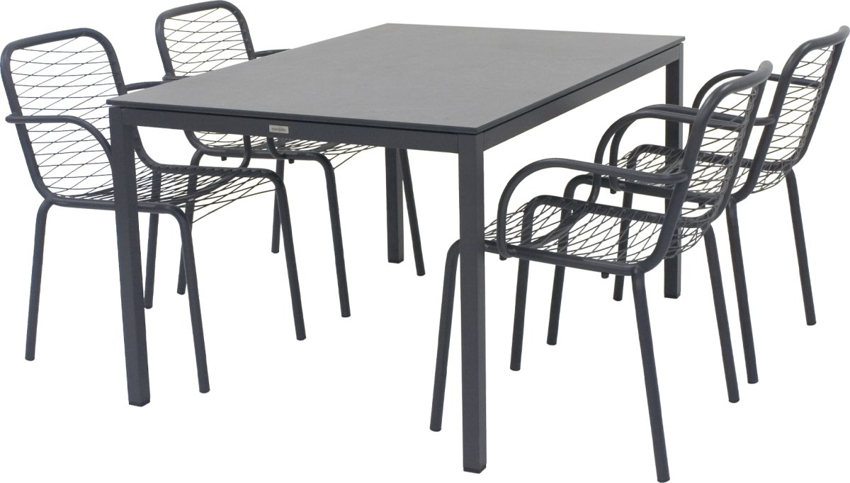 Pure Havebord L132cm + 4 stole Ivy Wire, Antracit