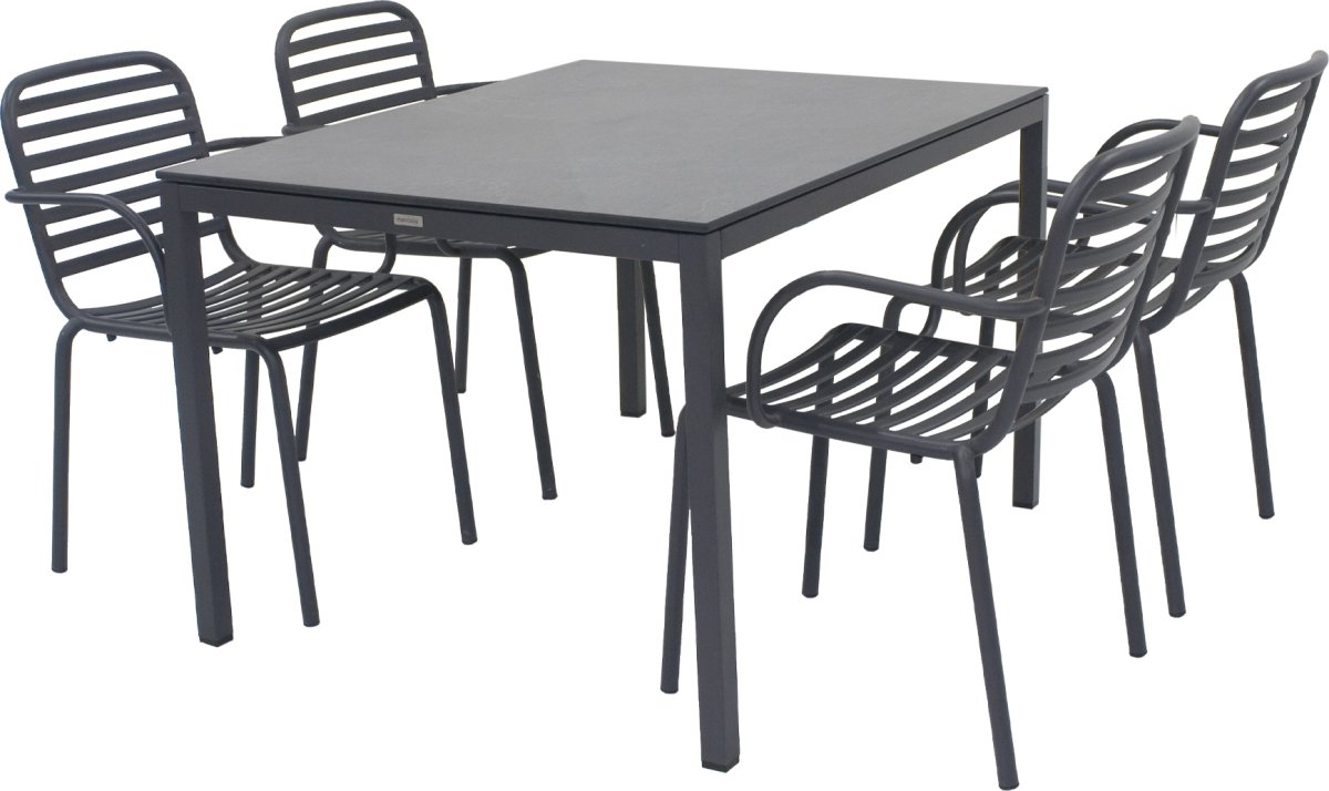 Pure Havebord L132cm + 4 stole Ivy Pipe, Antracit