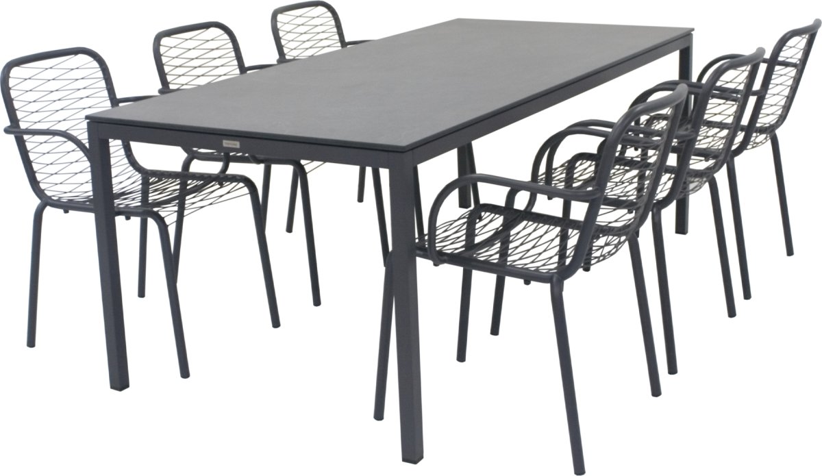 Pure Havebord L197cm + 6 stole Ivy Wire, Antracit