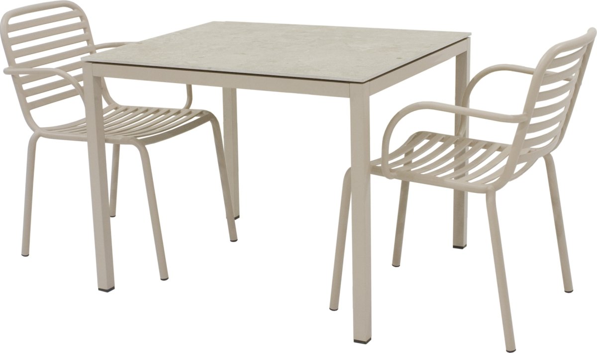 Terra Havebord L82cm + 2 stole Ivy Pipe, Taupe