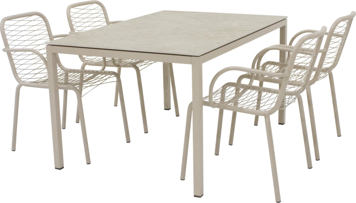Terra Havebord L132cm + 4 stole Ivy Wire, Taupe