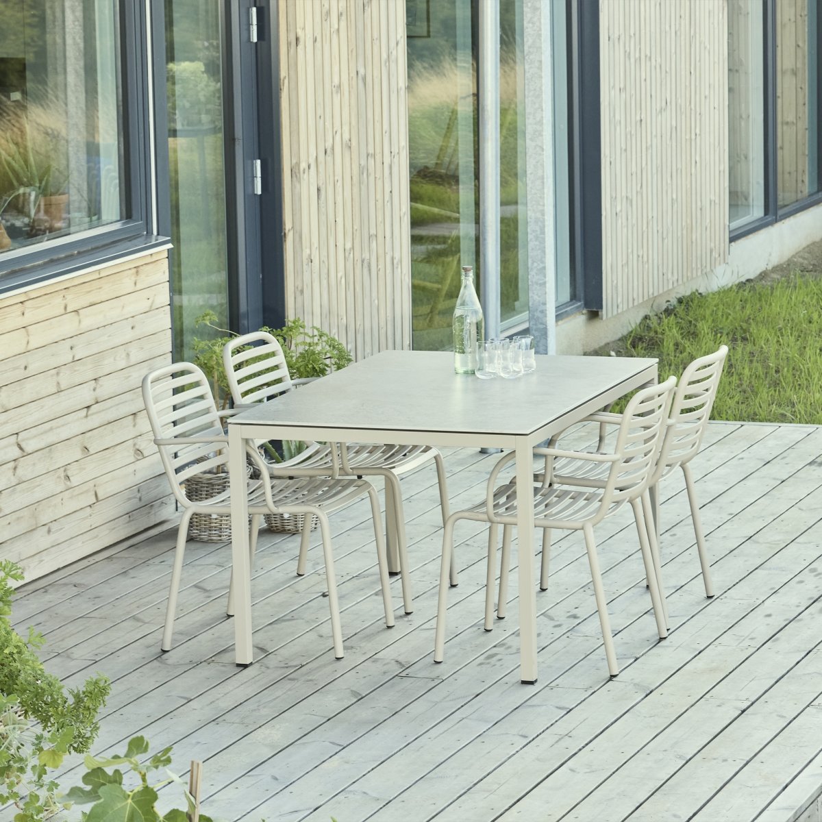 Terra Havebord L132cm + 4 stole Ivy Pipe, Taupe