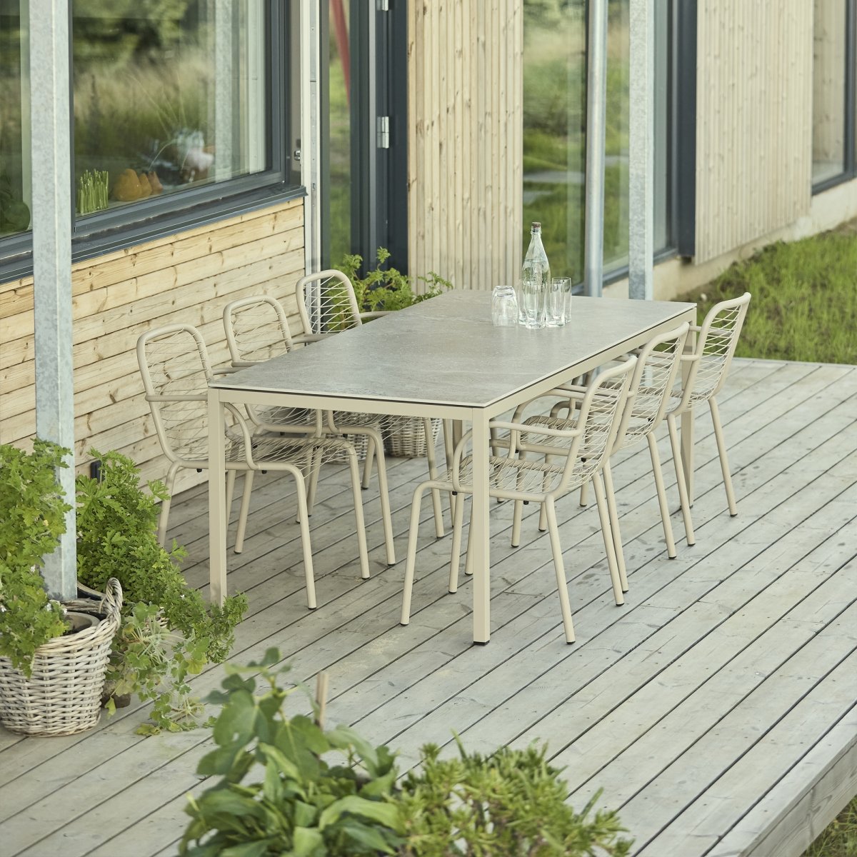 Terra Havebord L197 cm, keramik top, Taupe