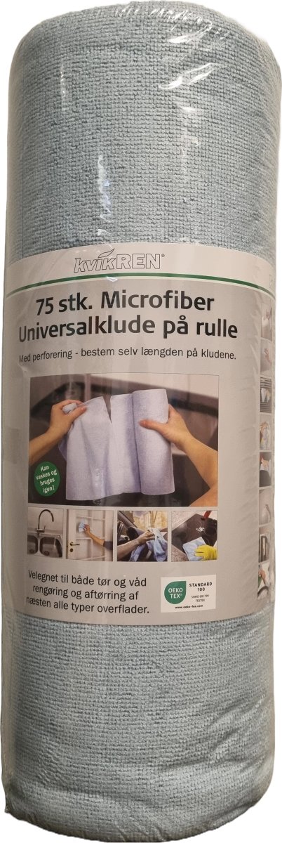 Mikrofiberklude på rulle | 40 x 20 cm | Lyseblå