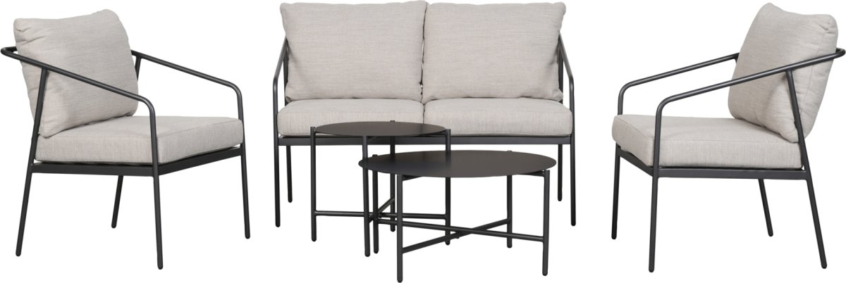 Oline Sofasæt med hynder, 5 dele, sort/natur