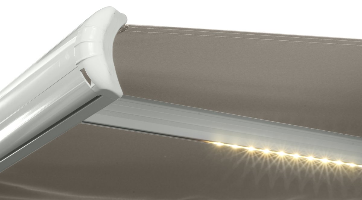 Liana Markise m/motor+LED, 350x300 cm, taupe/hvid