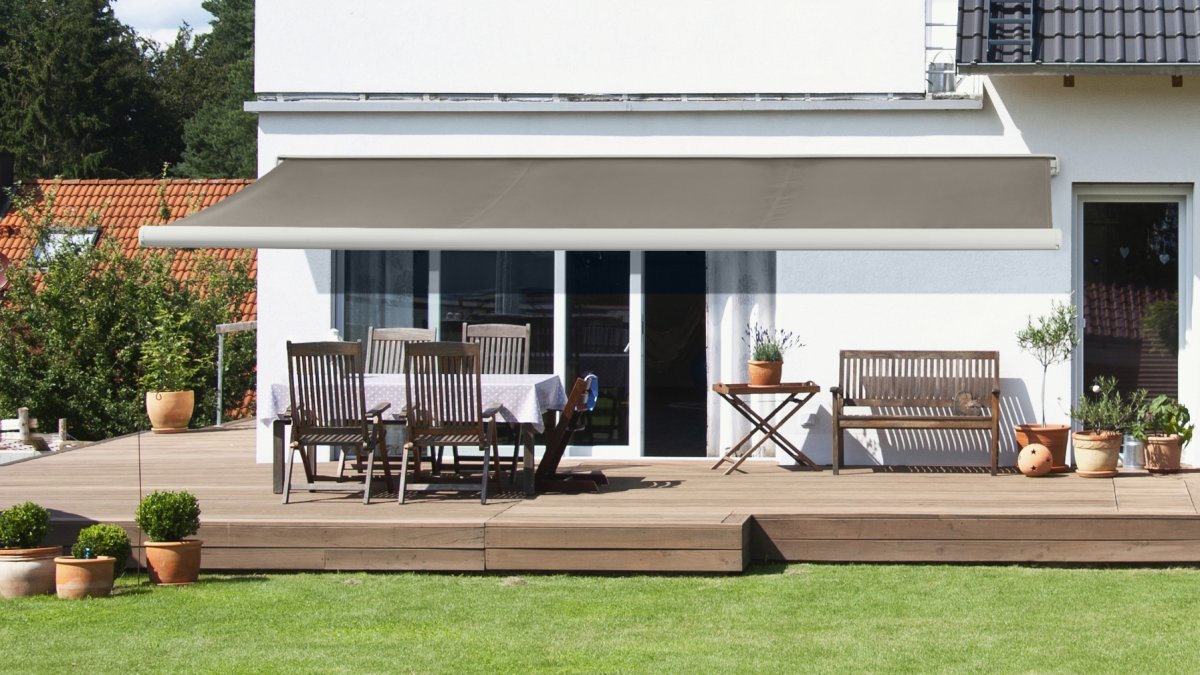 Liana Markise m/motor, 480x300 cm, taupe/hvid