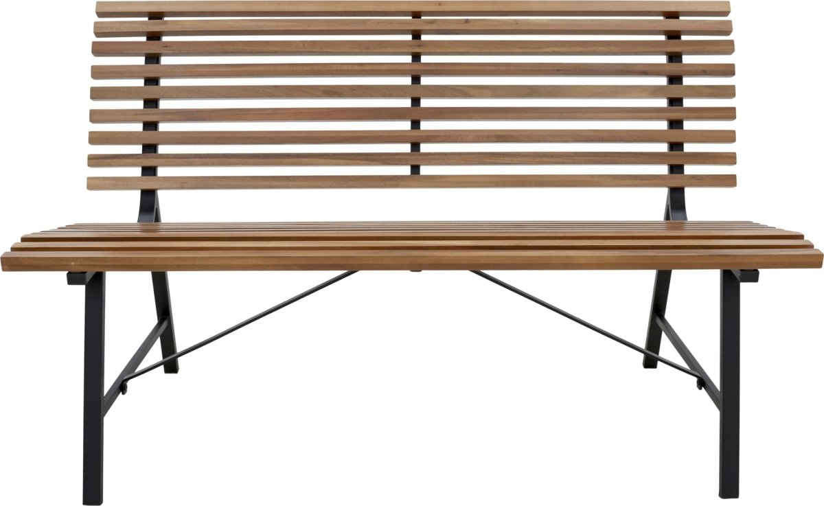 Stefania Havebænk, 130x65cm, sort/teak
